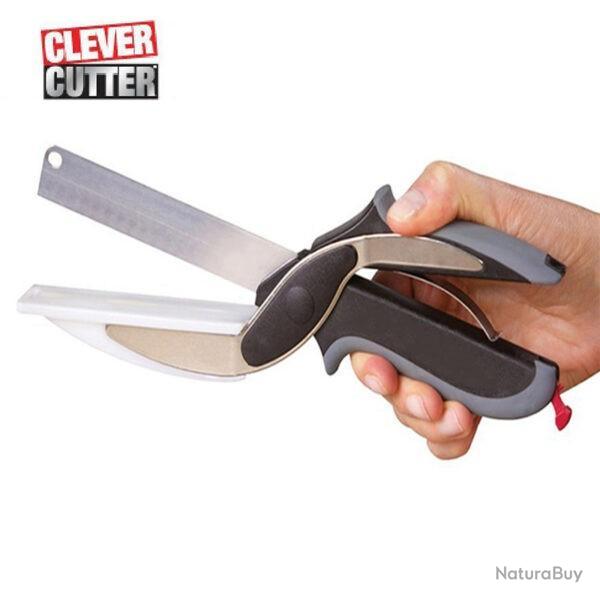 Ciseaux Couteau l�gumes Clever Cutter 2 en 1 en acier inoxydable avec Planchette int�gr�e