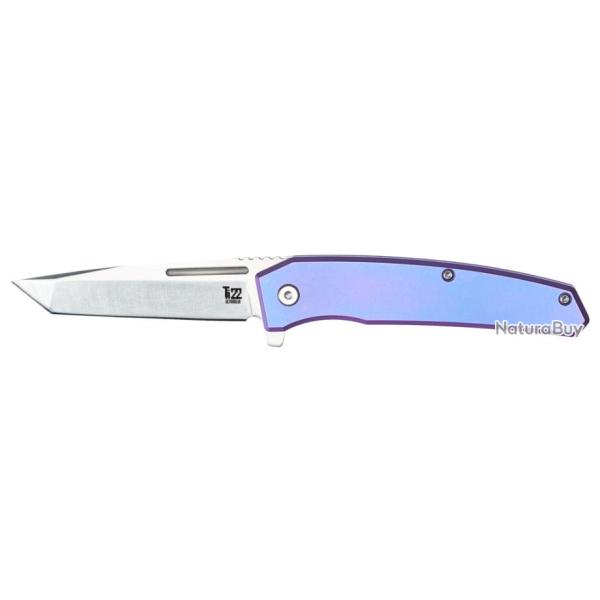 Couteau Ontario Ti-22 Ultrablue Manche Titane Lame Tanto Acier AUS-8 Frame Lock Clip ON9800