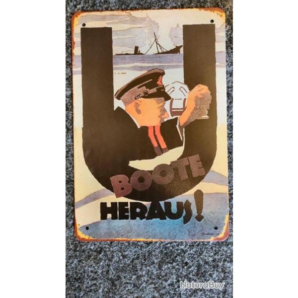 PLAQUE METAL U BOOT HERAUS WW1 14/18