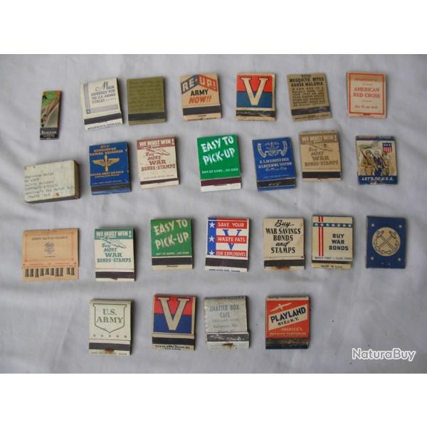 WW2 US LOT DE 28 PAQUETS D.ALLUMETTES AMRICAINES SECONDES GUERRE MONDIALE RARE