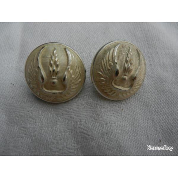 2 boutons Gendarmerie de l'air argent�s diam�tre 21 mm