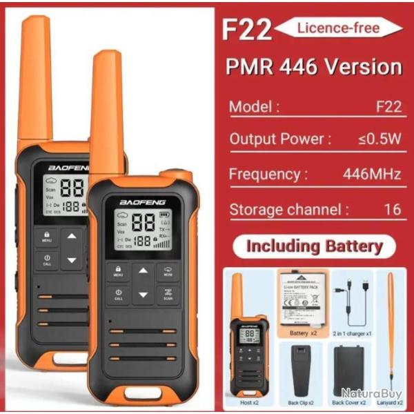 2 x Talkie baofeng 446 mhz model de qualit  longue porte cran LCD. OrangeDISPO DE SUITE ! PROMO