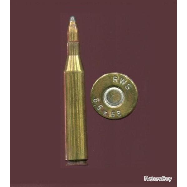 6.5 x 68 - marque RWS - balle cuivre pointe plomb