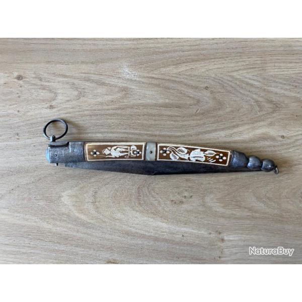 COUTEAU PLIANT CHATELLERAULT MODELE SOLOGNOT XIXEME 49 CM CLASP KNIFE 19TH CENTURY NAVAJA STYLE