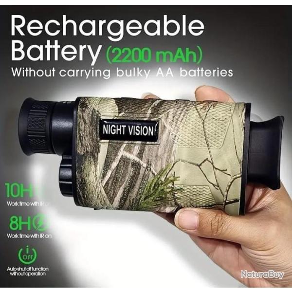 Monoculaire De Vision Nocturne Infrarouge Num�rique 8X Avec Batterie Lithium Rechargeable 18650 MAh