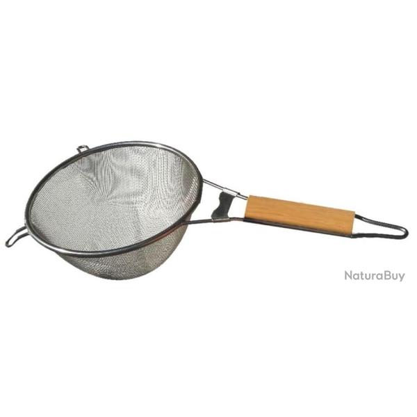 Passoire M�tal Inox Maille assez Fine Manche Bois Naturel