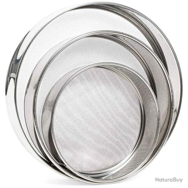 kit De 3 Tamis Farine Sucre Cuisine P�tisserie Maille Fine Acier Inox petit Mod�le (� 17,20,27cm )
