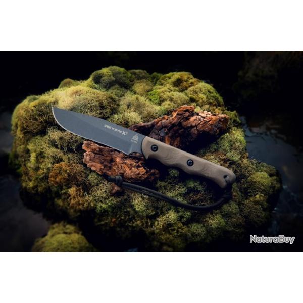 Couteau TOPS Spirit Hunter X3 Lame Acier Carbone 1095 Manche Micarta Etui Cuir Made USA TPSHR03