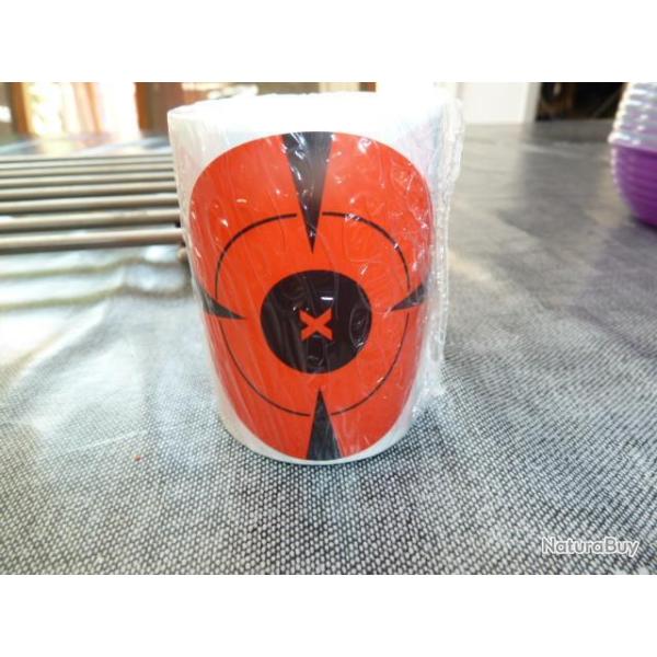 250 Cible autocollant 3pouces ( 8cm ) FLUO - Orange