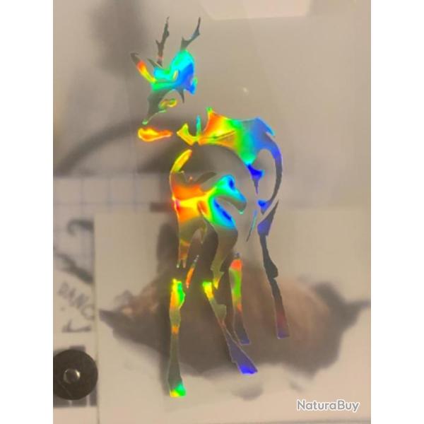 Autocollants brocard chevreuil sur pattes d�co voiture camping car ou autres couleurs cam�l�on ! B