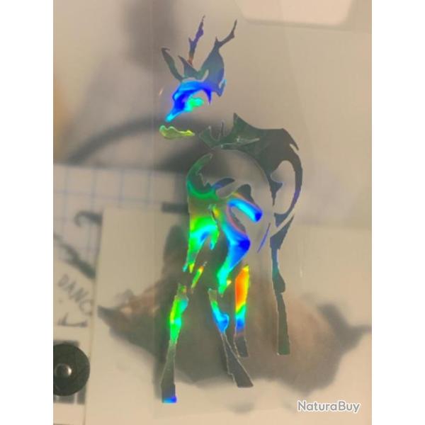 Autocollants brocard chevreuil sur pattes d�co voiture camping car ou autres couleurs cam�l�on ! D