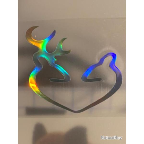 1 x feuille autocollants de voiture ou autres motif  cerf biche avec coeur  Cam�l�on. B