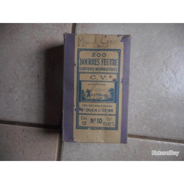 ancienne boite de 200 bourres feutre cal 12