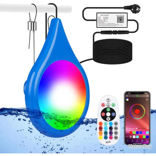 Eclairage Piscine LED 25W Lampe Piscine Etanche IP68 Minuterie T�l�commande et APP Cable 11m