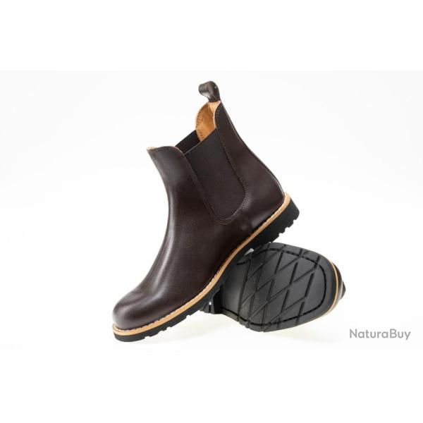 BOOTS ,cuir marron fonc�  , montage Goodyear Welt, cousu