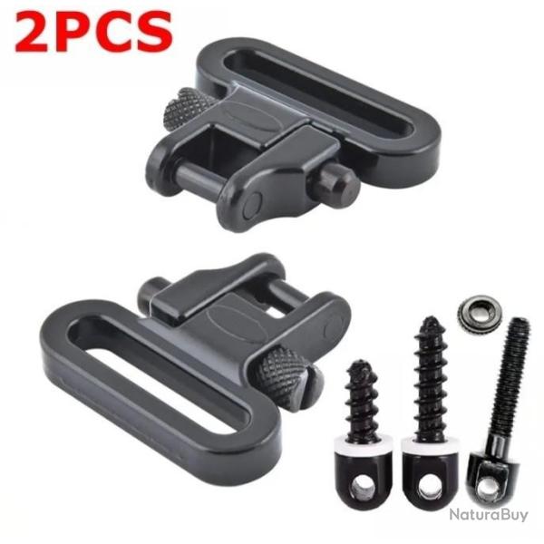 Attache, grenadi�re, anneaux pour sangle de fusil ou carabine vendu par lot de 2 passage +vis