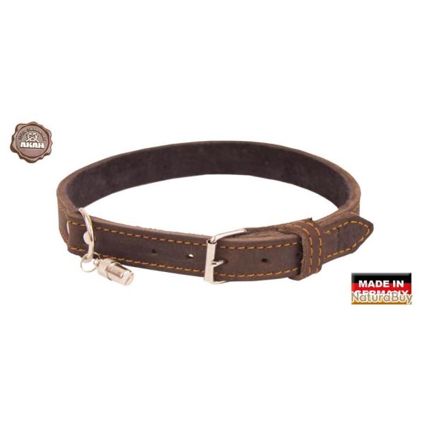 Collier AKAH en cuir huil� brun fonc�