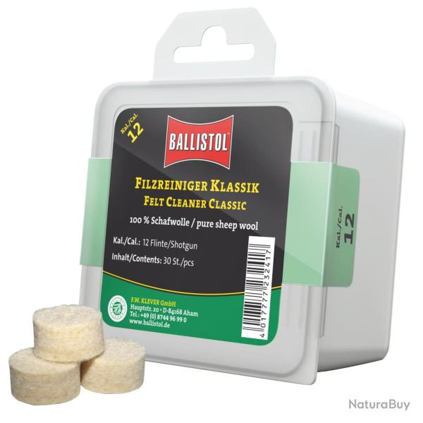 Tampon de nettoyage BALLISTOL Feutre Classique Cal. 12 - 30 Pcs