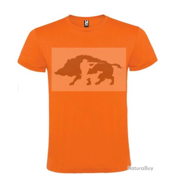 T-shirt 100 % coton motif au choix Personnalis� votre t-shirt chasse sp�ciale battue (sanglier )