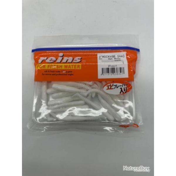 Leurres souples reins rockvibe Shad mat white 2 pouces