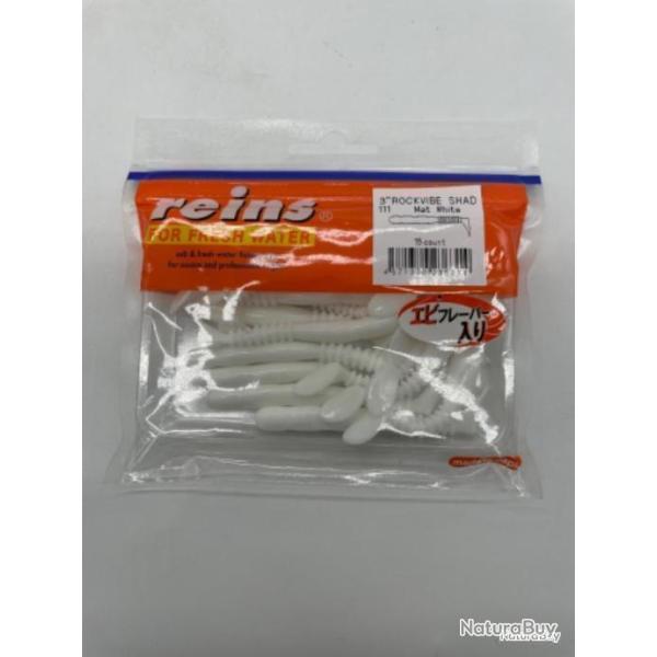 Leurres souples reins rockvibe Shad mat white 3 pouces