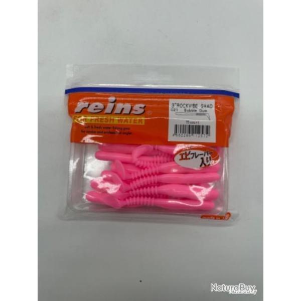 Leurres souples reins rockvibe Shad bubble gum 3 pouces