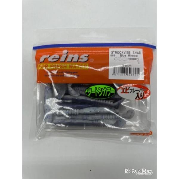 Leurres souples reins rockvibe Shad blue minnow 3 pouces