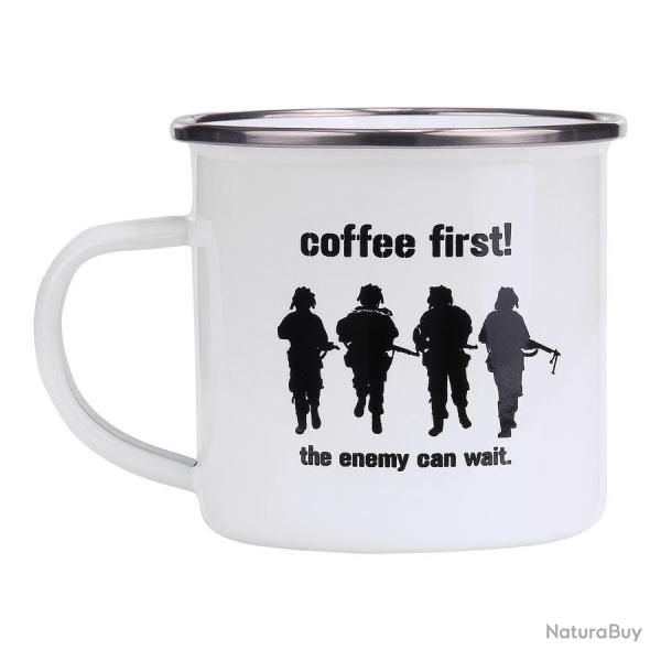 Tasse �maill�e Coffee First (Couleur Blanc)