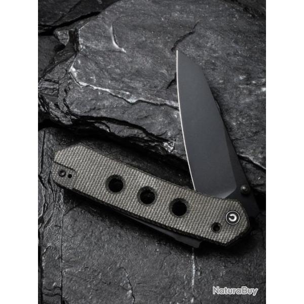Couteau CIVIVI Vision FG Green Lame Nitro-V Black Reverse Tanto Manche Micarta IKBS Clip CIVC220363