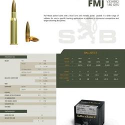 Cartouches Sellier Bellot calibre 7.62X54R FMJ 11.7G