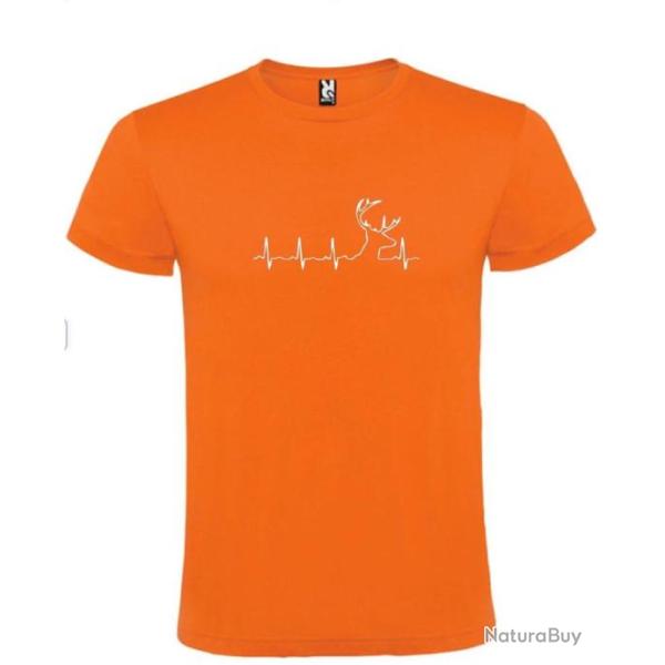 T-shirt 100 % coton motif palpitation cerf votre t-shirt chasse sp�ciale battue Personnaliser