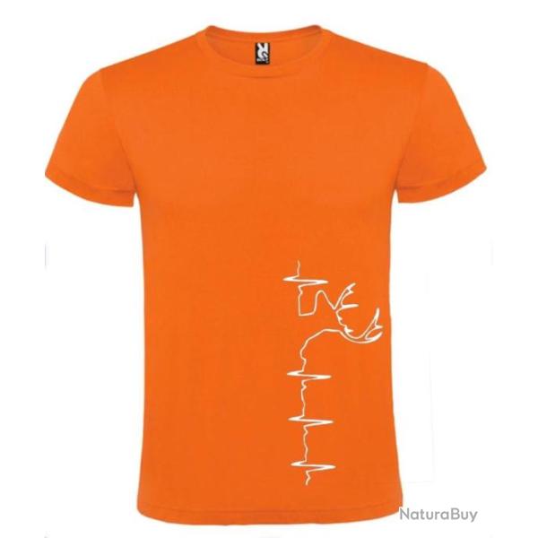 T-shirt 100 % coton motif palpitation cerf votre t-shirt chasse sp�ciale battue Personnaliser b