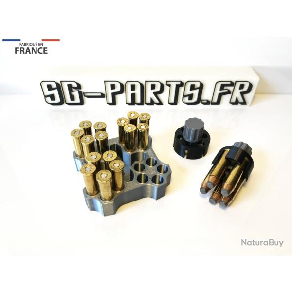Pack Bloc chargement (4) + 2 Speed Loader Revolver 5 coups 38SP / 357 Magnum