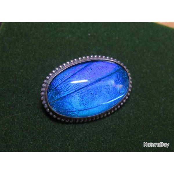 Art d�co - Magnifique Ancienne broche en Argent aile de papillon bleu - Sign� MORPHO (Vers 1920-30)