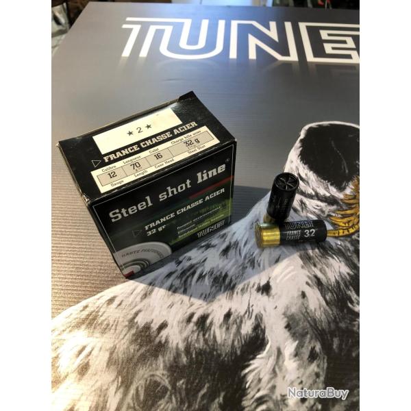 Cartouches TUNET FRANCE CHASSE ACIER. 12/70 32gr BJ- ACIER n�2
