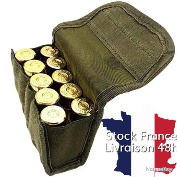 Pochette de ceinture pour cartouche de chasse verte - Livraison rapide depuis la France