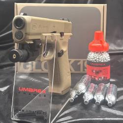 Pack laser pr&ecirc;t &agrave; tirer - "Pistolet GLOCK 19X" - CO2 CAL BB/4.5 - COYOTE - 18 COUPS - Blowback
