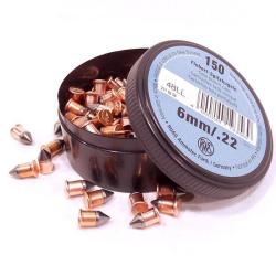 Cartouches RWS 6mm FLOBERT (.22) - BALLES coniques par 150