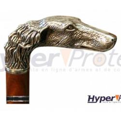 Canne Ep&eacute;e Chien Pommeau Bronze Argent&eacute; Lame Cruciforme