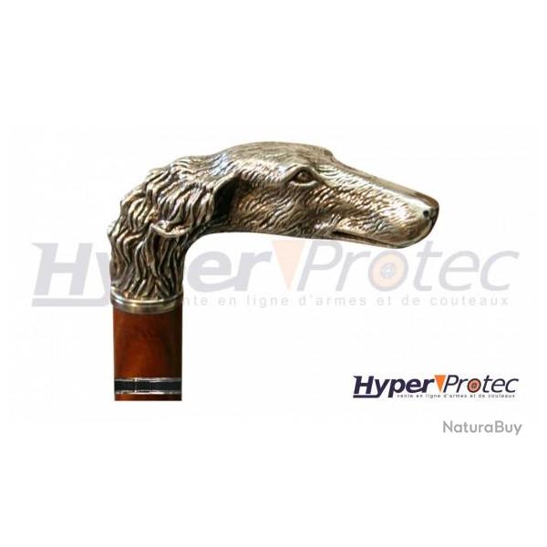 Canne Ep�e Chien Pommeau Bronze Argent� Lame Cruciforme