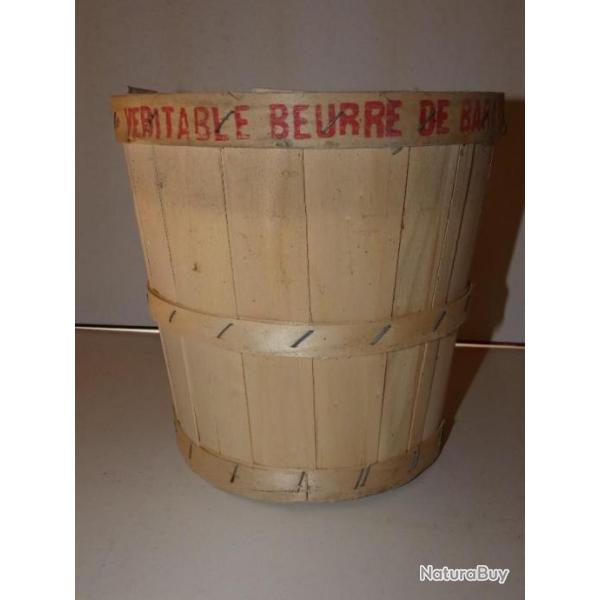 petit panier rond vintage Franais beurre en bois en lattes de bois tisses,