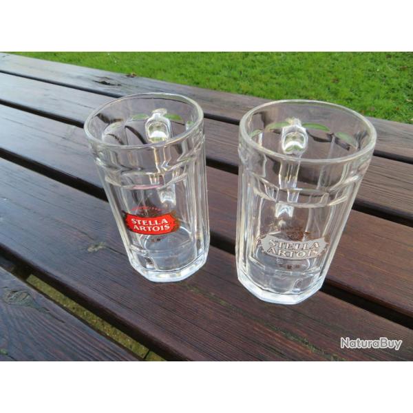 VINTAGE - Lot de deux grande chope a bi�re de bistrot, contenance 0,5L - STELLA ARTOIS - FRANCE(XX�)