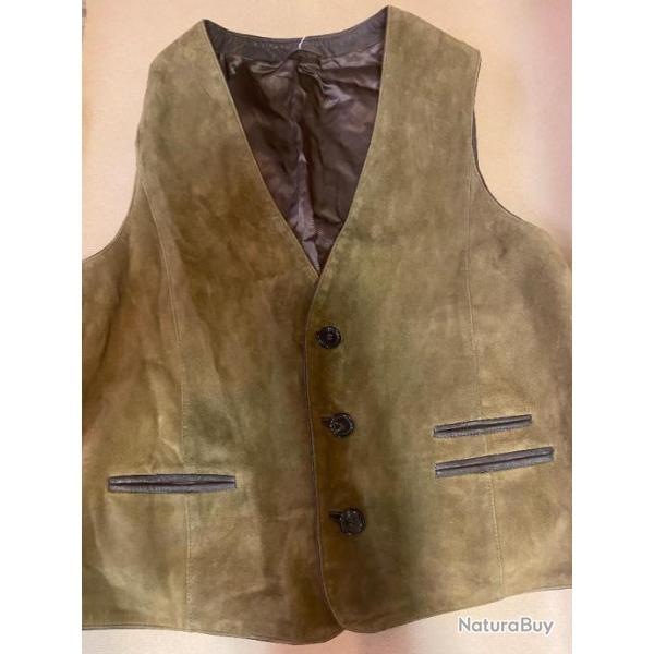 GILET DE CHASSE EN CUIR VELOURS  - STUHLMANN