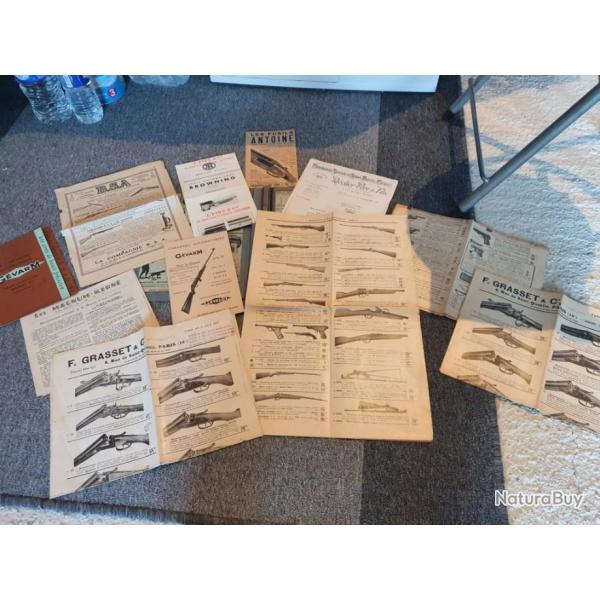 Lot documentations et catalogues anciens sur les armes fusils / notice / armurerie / ann�es 30