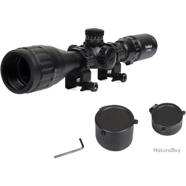 Goetland 3-12x40 lunettes de tir Optique R�ticule Illumin� Point Vert et Rouge + anneaux de montage