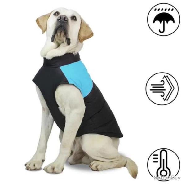 Chien Manteau Coupe Vent Imperm�able Manteau Chaud Hiver Bleu Noir Taille XL