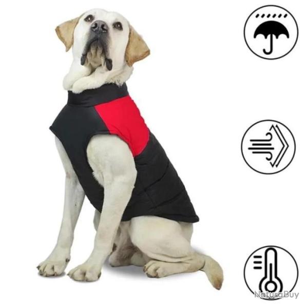 Chien Manteau Coupe Vent Imperm�able Manteau Chaud Hiver Rouge Noir Taille M