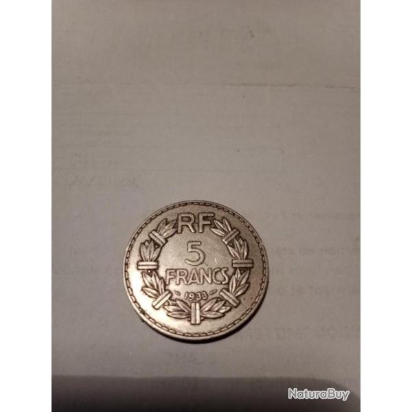 Pi�ce 5 francs nickel 1933