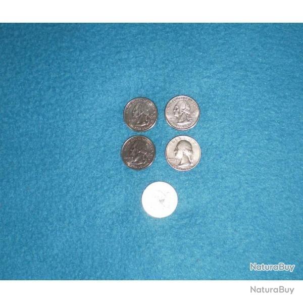 Lot de cinq pi�ces am�ricaines "QUARTER DOLLAR" ! Collection ! Cowboy, Country, FarWest ...