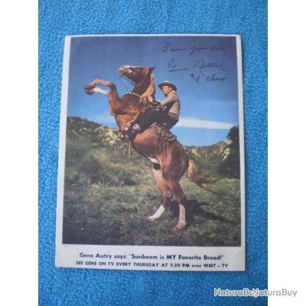 Page publicitaire Gene AUTRY et son cheval "Champion" ! Ann�es '50. Collection.Cowboy,Country,Old